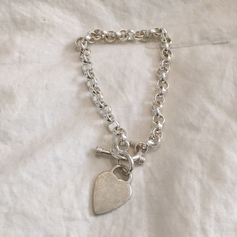 Sterling Silver Heart Toggle Bracelet